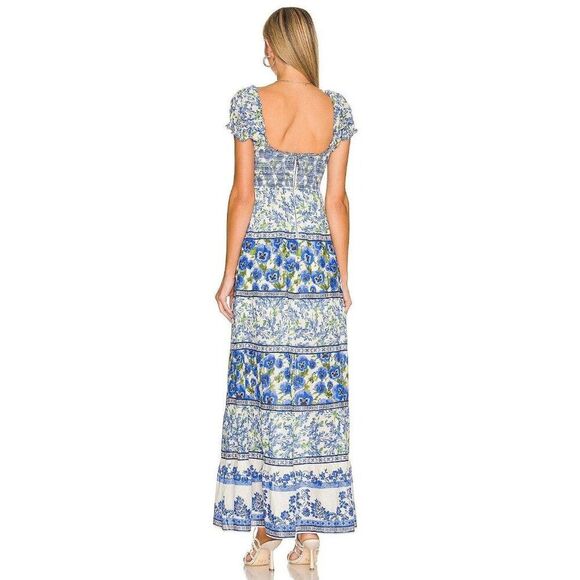 Alice + Olivia Rosalyn Maxi Dress Size 6 Blue White Boho - Picture 5 of 11
